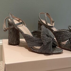 Loeffler Randall Glittering Silver Bow Heels